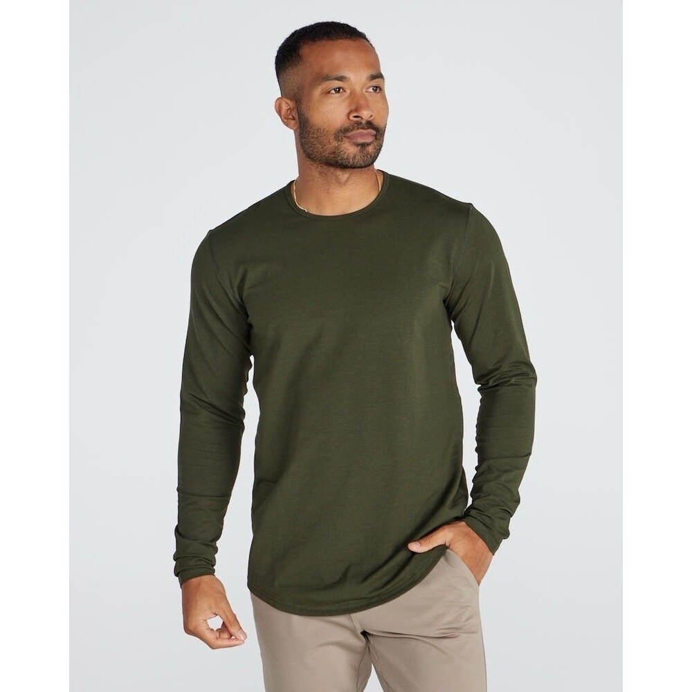 Bylt Premium Basics Long Sleeve Crewneck T Shirt Olive Green - Large